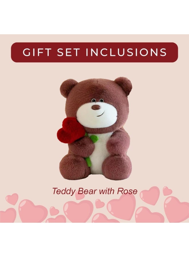 Home Smart Teddy Bear Holding Red Heart Rose 28cm – Soft Plush Stuffed Toy, Ideal Gift for Valentine’s, Anniversary and Birthday - Image 3